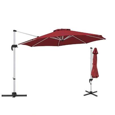 Parasol wspornikowy 325 cm, parasol można obracać o 360° i przechylać w 5 poziomach, parasol tarasowy ze stojakiem, parasol targowy 8 żeberkowy parasol ogrodowy z korbą, parasol do ogrodu balkon taras basen