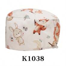 1 pieza Gorro médico con estampado de animales y plantas de dibujos animados, gorro de enfermera dental, gorro quirúrgico de clínica, unisex, para todas las estaciones