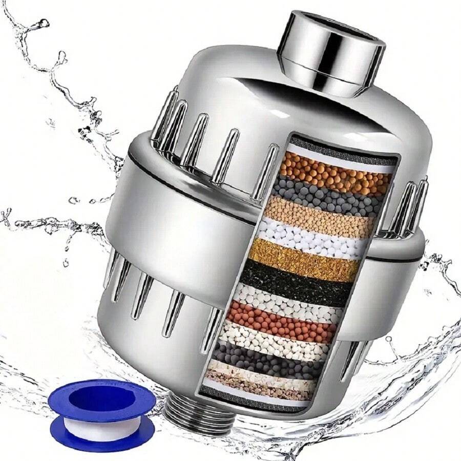 1set Shower Filter - Shower Head Filter For Hard Water, Softens Shower Water For Healthy Refreshing Bath - Reduces Dry Itchy Skin, Dandruff - Improves Hair Growth, Filter Cartridge