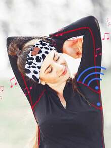 Leopard Sport Stirnband Schlafwireless Kopfhörer Echt kabelloses Ohrhörer mit Mikrofon Over-Ear Kopfhörer für Yoga Workout Schlaf Laufen Camping Computer Telefone PC