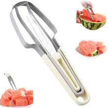 1set Stainless Steel Watermelon Slicer, Fork And Tongs - Multipurpose Fruit Cutting Tool For Kitchen - Multicolor - View 11