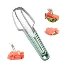 1set Stainless Steel Watermelon Slicer, Fork And Tongs - Multipurpose Fruit Cutting Tool For Kitchen - Multicolor - View 10