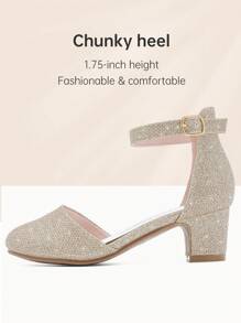 Dreamshoes Sandals For Girls Flower Dress Shoes For Wedding Graduation Toddler High Heels For Little Big Kids - Vàng - Xem 3