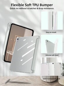 1 个灰色透明保护壳，带手写笔插槽、可调节多角度支架、柔软 TPU 边缘、磁性睡眠/唤醒功能、简约设计，兼容 iPad Mini 4/5/6/7、iPad Air、iPad 9.7/10.2/10.5/10.9/11/12.9 英寸，兼容 2016-2025 年 iPad 型号（不含手写笔） - 淡灰色 - 查看 4