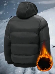 Men's Thick Hooded Padded Coat Coat For Winter - Black - View 2