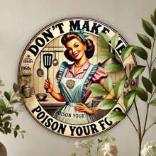 1件复古厨房标牌：“别让我毒害你的食物” - 20x20厘米（7.8x7.8英寸）2D印刷金属万圣节装饰牌，防水耐用，适用于家庭、餐厅、酒吧、咖啡馆、车库 - 非常适合作为厨房墙面装饰，带有随机预钻孔 - 彩色 - 查看 5