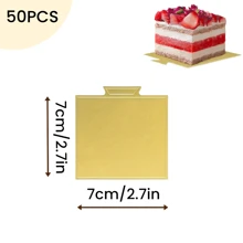 50/100PCS Mini Cake Paper Boards Golden Mousse Cake Base, Grease Proof Disposable Cupcake Boards, Easy-Grip Handle Baking Dessert Cardboard Design For Wedding And Birthday Party - Gold - View 21