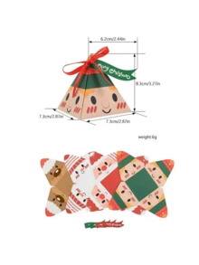 16/20 件圣诞糖果盒，4 种款式圣诞礼品盒，圣诞纸盒配丝带三角形糖果盒，适用于圣诞派对用品 - 彩色 - 查看 5