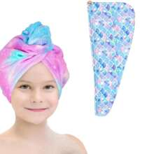 1pc Children Geometric Printed Quick Drying Microfiber Hair Wrap, Soft Absorbent Bath Towel Hat, Suitable For Long & Short Hair, Perfect Gift For Girls