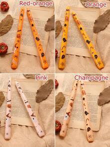 2pcs/Set 9.84inch Long Ghost Print Halloween Stone Wax Smokeless Stick Candle Festival Creative Decoration Gift European Style Stick Wax Birthday Home Decor Halloween Decor Room Decor