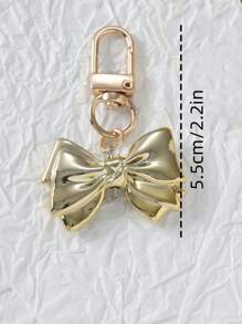 2pcs Metal Bowknot Keychain, Stylish Unisex Silver Accessory,Gift For Couples & Best Friends Valentines