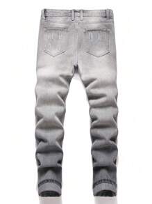 Teen Boys' Distressed Washed Denim Jeans - Grey - View 2