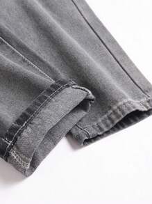 Teen Boys' Distressed Washed Denim Jeans - Grey - View 3