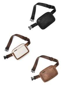 1pc PU Leather Leisure Lady Fanny Pack Adjustable Waist Bag For Casual, Work Or Travel Sport Activities