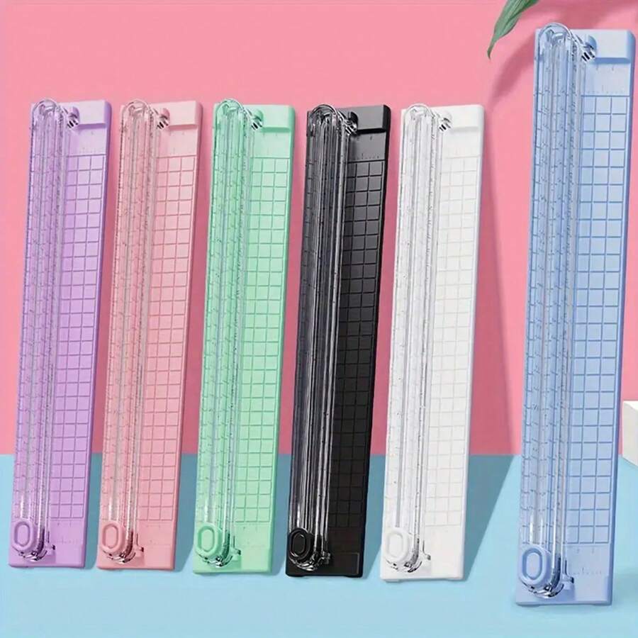 Cortador de papel multifuncional de doble vía con escala en pulgadas y cm, cortador de papel A3 A4, corte bidireccional, cortador de fotos portátil, cortador de papel de oficina, artefacto de corte de papel, cabeza de cuchillo de acero inoxidable - Multicolor - Ver 1