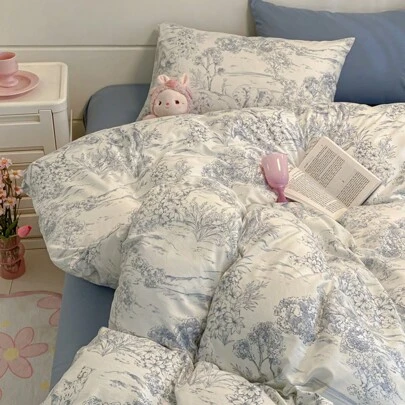 3件套复古碎花被套组（1个被套+2个枕套），浪漫公主风，韩版，水洗面料