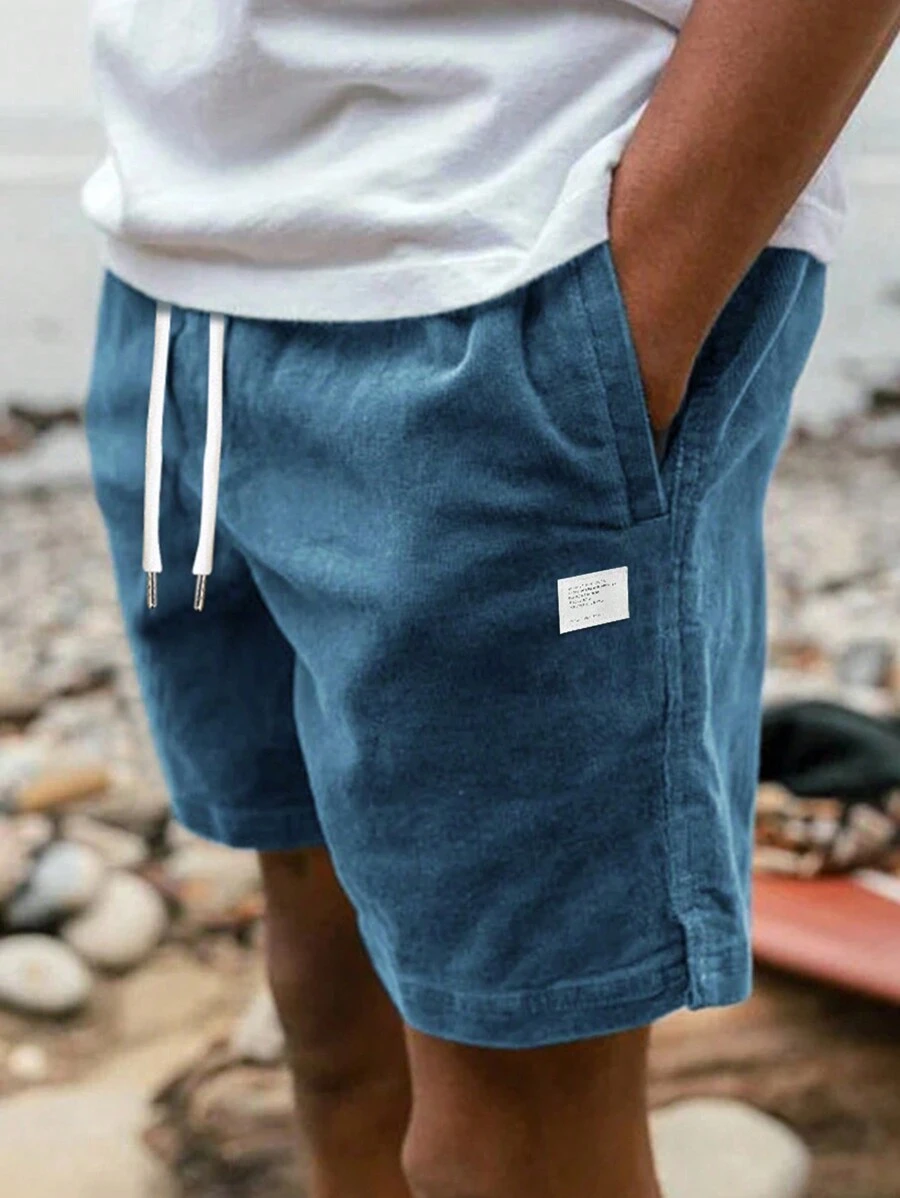 Quần short vải nhung thông thường dành cho nam, Quần short Bermuda phù hợp - Màu xanh hải quân - Xem 1