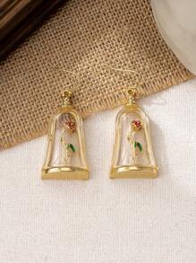 1 par Novos Brincos Vintage Estilo Francês com Rosa e Resina Epóxi para Mulheres, Pendentes, Dia dos Namorados, Dia das Mães, Presente