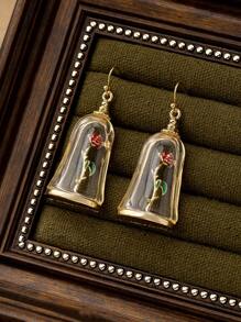 1 par Novos Brincos Vintage Estilo Francês com Rosa e Resina Epóxi para Mulheres, Pendentes, Dia dos Namorados, Dia das Mães, Presente