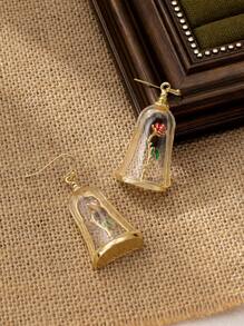 1 par Novos Brincos Vintage Estilo Francês com Rosa e Resina Epóxi para Mulheres, Pendentes, Dia dos Namorados, Dia das Mães, Presente