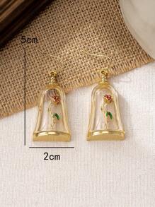 1 par Novos Brincos Vintage Estilo Francês com Rosa e Resina Epóxi para Mulheres, Pendentes, Dia dos Namorados, Dia das Mães, Presente