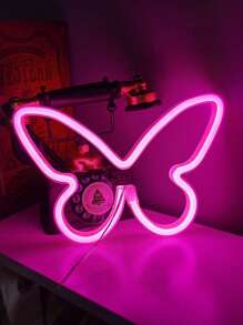 1 Stück Heim-Dekor LED Schmetterling Neon Licht, USB/Batterie Dual Stromversorgung mit 2 Haken, geeignet für Schlafzimmer Wanddekoration, Wohnzimmer Dekoration, Hintergrundwände Dekoration, Geburtstagsfeiern Dekoration, Abschlussfeiern Dekoration, Wachstums-Jahrestage Dekoration Schmetterling Neon Leuchtschild