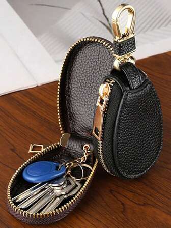 1pc Portable Elliptical Keybag Keychains, Large Capacity Multi Functional General Motors Key Waist Buckle Bag For Men And Women, Universal Keybag Key Chain, Car Keyring, Back To School Gift (Please Note That The Keybag Is Made Of Leather Material And May Have Some Odor. After Receiving It, It Will Dissipate In A Well Ventilated Place)