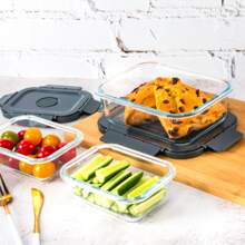 20PCS (10 Containers + 10 Lids)  High Borosilicate Glass Meal Prep Containers With Steam Vent, Food Storage Containers With Airtight Lids, For Home Kitchen Office Lunch Portion Control - Xám - Xem 6