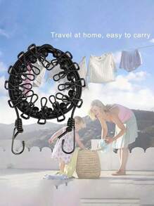 1 pièce Corde à linge de voyage portable avec 12 pinces. Corde à linge rétractable pratique, antidérapante et réglable pour le séchage intérieur, dans la cour, le balcon, le camping, l'hôtel, les vacances à la plage, le retour à l'école. Accessoires de voyage essentiels