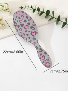 1 Pente Escova para Couro Cabeludo Massageador de Tamanho Grande com Estampa de Leopardo, Almofada de Ar Suave para Cabelos Cacheados, Dia dos Namorados