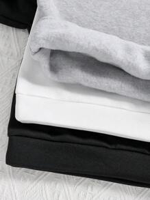 Young Boy 3pcs Car Pattern Printed Warm Crew Neck Sweatshirts - Multicolor - View 5