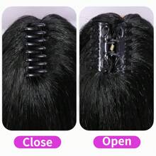 卷曲马尾接发爪夹 Yaki 亮点马尾接发女士卷曲直夹式马尾接发 12/16/20/24/28 英寸 - 黑色 - 查看 5