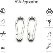 2 Set M6 Suspension Ceiling Wall Mount U Hook Anchor Hanger Stainless Steel Heavy Duty Multi Purpose Hammock Swing Ceiling Hook Olivary Base Plate With Snap Hook - 銀色 - 查看 6