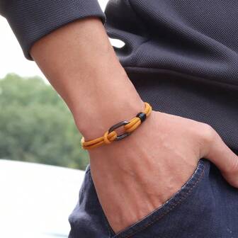 51Luckind Handgearbeitetes Herren Armband, Faden 3mm dünne Schnur Armband für Outdoor Sport, stylischer Knoten Armband Herren Lässig Accessoire