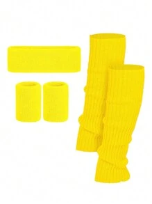Forever & Moment 3 PCS 80s Costume Accessories For Women Neon Leg Warmers Wristbands Hair Rings For Cosplay Bachelorette Party Halloween Bars Clubs Exercise Gym Sport Yoga - Multicolor - View 19