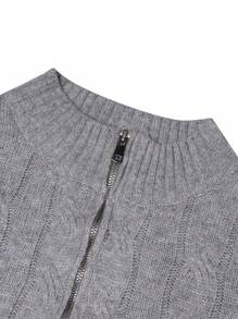 Men's Plain Knitted Casual Long Sleeve Pullover Sweater - Grey - View 4