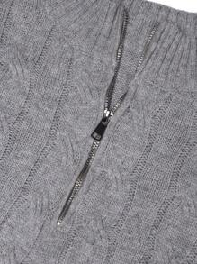 Men's Plain Knitted Casual Long Sleeve Pullover Sweater - Grey - View 3