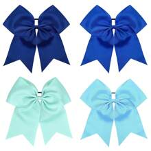 4 件大号啦啦队发饰 8 英寸罗缎丝带松紧带扎马尾辫固定器 适用于学校大学体育啦啦队啦啦队蝴蝶结 黑色 红色 粉色 白色 - 彩色 - 查看 10