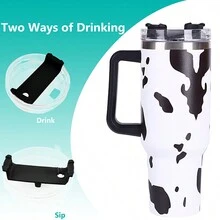 40 Oz Tumbler With Handle And Straw Lid, 100% Leak-Proof Travel Coffee Mug, Stainless Steel Insulated Cup For Beverages, Keeps Cold For 12Hrs Or Hot For 6 Hrs, Dishwasher SafeFor Men Women Outdoor Camping Driving, Gift - trắng - Xem 5