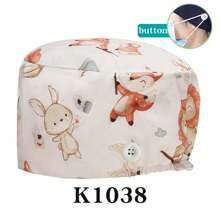 1 pieza Gorro quirúrgico con estampado de animal y planta de dibujos animados, gorro de enfermero pediátrico, gorro de lavado de clínica veterinaria, unisex - tipo K - Ver 14