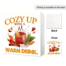 1 pièce Décoration d'automne carrée "Tomber amoureux de l'automne" 10cm, citrouille, feuilles d'érable, décoration de maison d'automne, décoration de chambre, décoration de festival des récoltes, décoration de bureau, ornement de décoration d'automne, meilleurs cadeaux