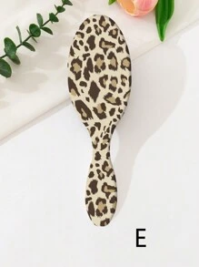 1 Pente Escova para Couro Cabeludo Massageador de Tamanho Grande com Estampa de Leopardo, Almofada de Ar Suave para Cabelos Cacheados, Dia dos Namorados