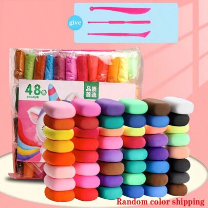 Juego de arcilla para modelar de 48 colores, arcilla de secado al aire ultra ligera con herramientas de escultura, manualidades hechas a mano, regalo para amigos, arcilla para modelar, juego de herramientas para niños, regalos para niños