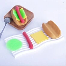 1pc Simulated Hamburger DIY Stress Relief TPR Squeeze Toy Playset - Multicolor - View 8