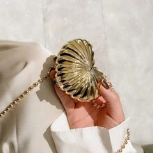 Nowa metalowa mini torebka na ramię w kształcie muszli, modna torba, modna damska torba, elegancka torebka muszlowa idealna na imprezy, wesela, kolacje i bankiety, mecze, suknie ślubne, formalne stroje, suknie balowe, stroje urodzinowe i damskie stroje imprezowe