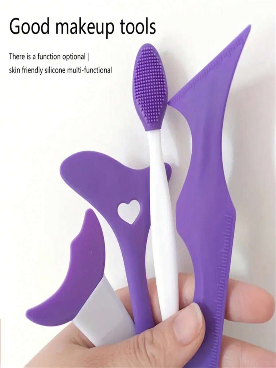 4 Pieces/Set Of Multi-Functional Eye Makeup Tools, Silicone Eyeliner Template, Mascara Mask Eyeshadow Applicator, Lipstick Applicator, Guide Wing Eyeliner Tool, Nose Cleaner, Blackhead Brush, Suitable For Beginners Silicone Eyeshadow Lipstick Positioning,Makeup,Cheap,Room Decor,Vanity,Travel,Bedroom,Makeup Accessories,Cheap,Stocking Stuffers,Makeup,Makeup Tools,Cheap Stuff,Gifts,Gifts For Women,Christmas Gifts - Multicolor - View 1