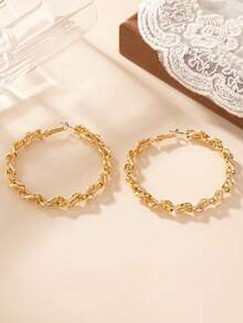 1 对时尚金色耳环，适合女性日常佩戴 - 金黃色 - 查看 3