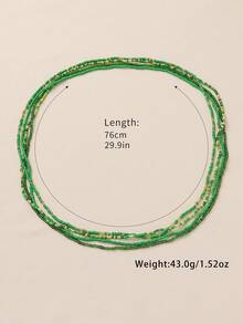 4pcs Bohemian Style Green Seed Bead Stretch Stacking Bracelets Set For Women DIY - Rice Beads Basic Chain - View 9