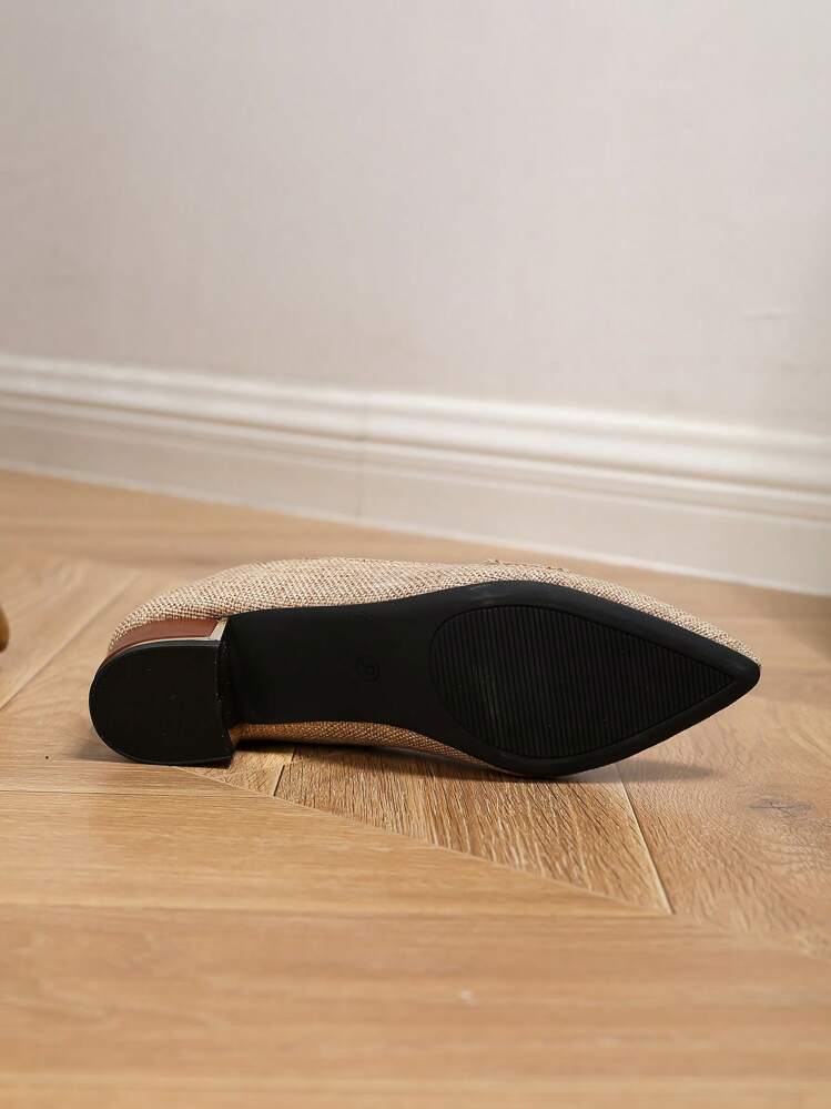 أكسفورد ماري جين ذو كعب سميك وأصبع مدبب مع إبزيم معدني، أحذية لوفر للنساء للعمل، أنيقة، أحذية كعب للنساء موديل خريف/شتاء 2025 - بني - مشاهدة 7