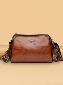 2024 女士新款高品质单肩包多层大容量邮差包名牌设计师女孩钱包和手提包 - 棕色 - 查看 2